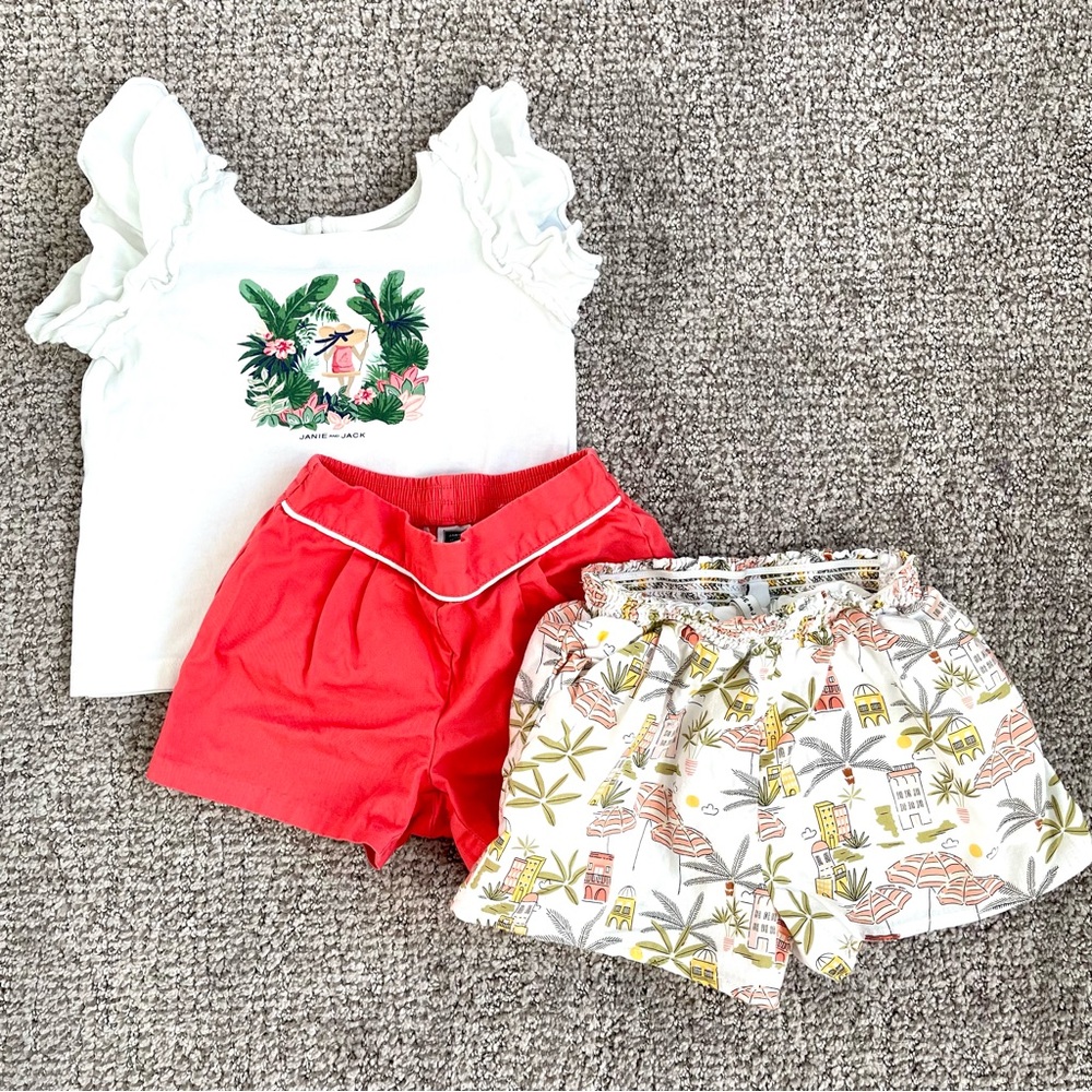 Bundle of 3 | Janie & Jack | “Girl in Swing” Graphic Flutter Tee with (2…